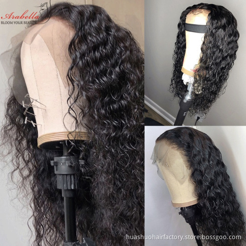 Huashuo Water Wave HD Lace Frontal Wig Peruvian Deep Curly Wave Human Hair Full lace Wig 180% Density Wig